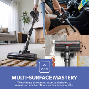 Geepas GVC19046UK Cordless 2-in-1 Stick Vacuum Cleaner with 29.6V Lithium-Ion Battery | 33kPa Suction Power | Flexible Bend Tube | LED Touch Panel | 55-Min Runtime