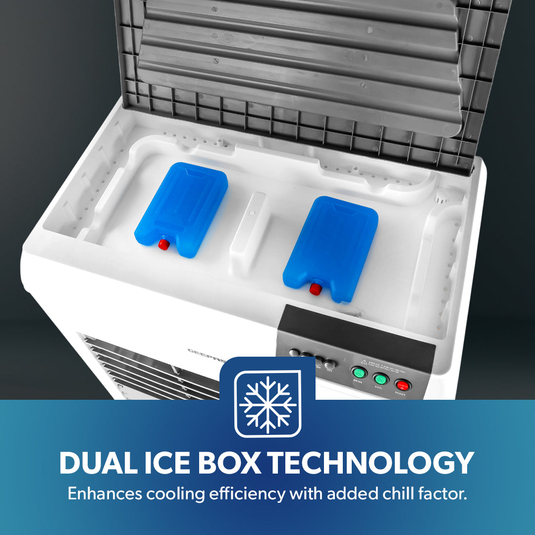 Geepas GAC16019 Air Cooler | 100L Large Water Tank| Powerful 800m³/h Airflow| 3 Adjustable Wind Speeds| 450W  Motor| Energy Efficient Cooling System| 2 Years Warranty