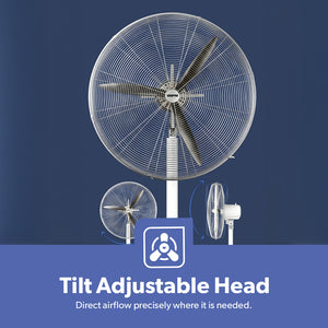Geepas GF21198 26 Inch Industrial Pedestal Fan | 210W Copper Motor | 650mm 3 Metal Blade Fan with Oscillation | 3 Speeds| Adjustable Height | Heavy Duty Cooling Airflow