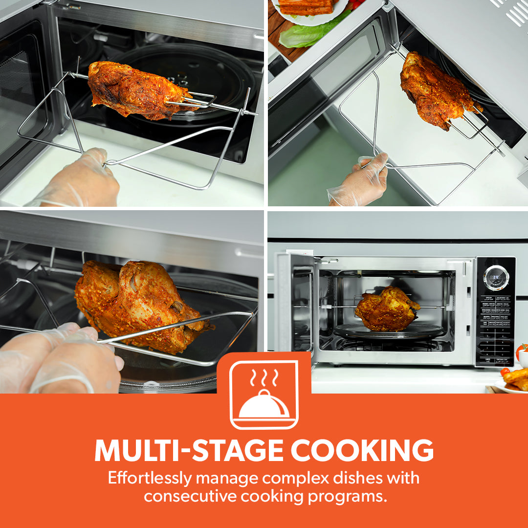 Geepas 30L Convection Microwave Oven  GMO2706CB | Grill, Microwave & Convection Functions | Digital Control | Multi-Stage Cooking | 1400W Power |  1-Year Warranty