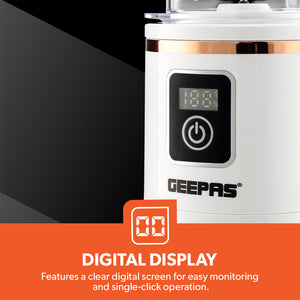 Geepas GSB44058 Rechargeable Portable Blender | 420ml USB Juicer | Digital Display | 6 Stainless Steel Blades Smoothie Maker | Travel, Home & Office Use | Portable Design