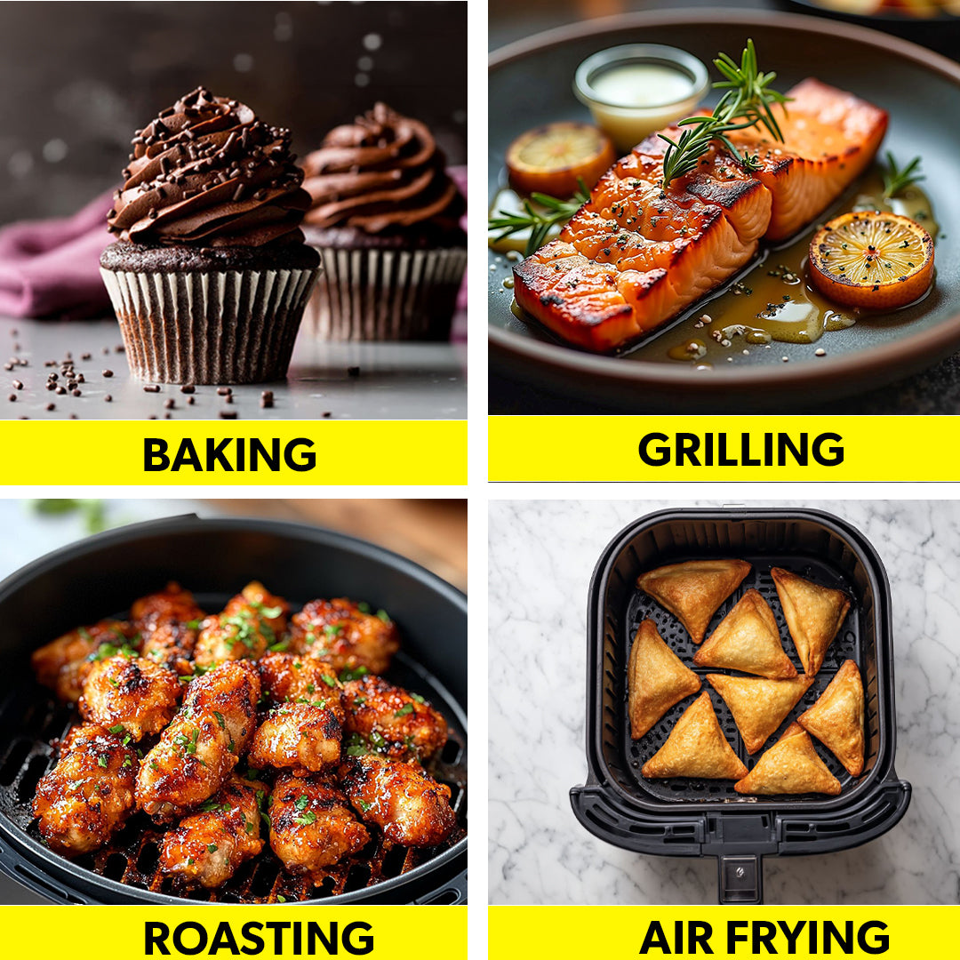 Geepas GAF37548 2800W Dual Basket Digital Air Fryer | 12L Capacity | Dual 6L Baskets| Vortex Rapid Air Technology | 10 Preset Cooking Modes |  Touch Control Panel