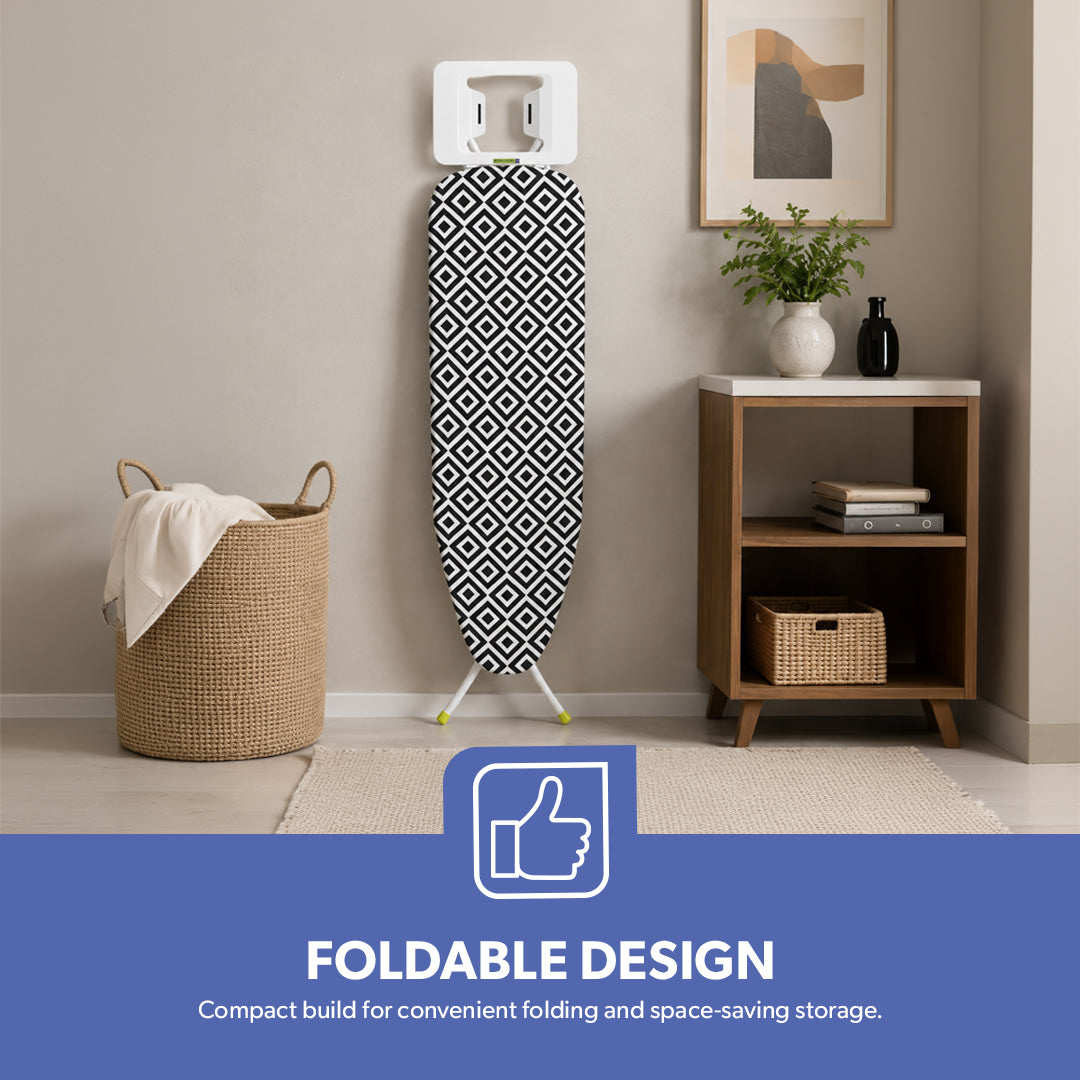 Royalford RF8523 Ironing Board | 100% Cotton Cover | Foldable | Heavy Duty Ironing Board with Foam Padding | Strong Steel Frame for Comfortable Home Laundry Use