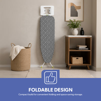 Royalford RF8523 Ironing Board | 100% Cotton Cover | Foldable | Heavy Duty Ironing Board with Foam Padding | Strong Steel Frame for Comfortable Home Laundry Use