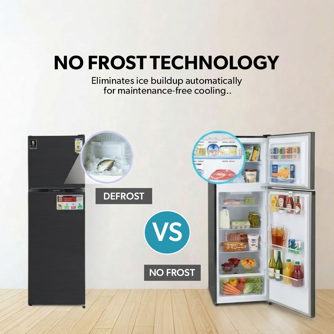 Geepas GRF3207SSXXN No Frost Double Door Refrigerator with Inverter Technology | Multi Air Flow  | Twist Ice Maker | Large Storage Capacity | Stainless Steel Finish