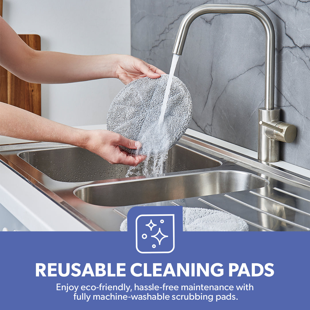 Geepas GSC63077UK Digital Steam & Scrub Floor Mop with Twin Rotating Pads | Adjustable Steam Control | 540ml Water Tank | LED Display & 7m Power Cord | Lightweight design