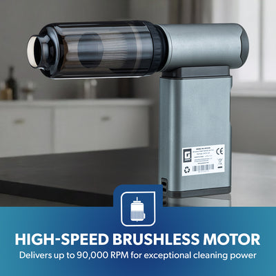 Geepas GF21236 Wireless High-Speed Jet Fan| 90000 RPM Powerful Cleaning Performance| Long-Lasting 4000mAh Battery|5 Adjustable Speed Modes| Mini Vacuum & Nozzles Included