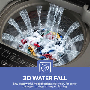 Geepas GFWM6800LCR Automatic Washing Machine | 7Kg Top Load Washer with 3D Waterfall | Smart Sensor| Magic Cleaning Filter| Diamond Drum & 10 Wash Programs| 800RPM Motor