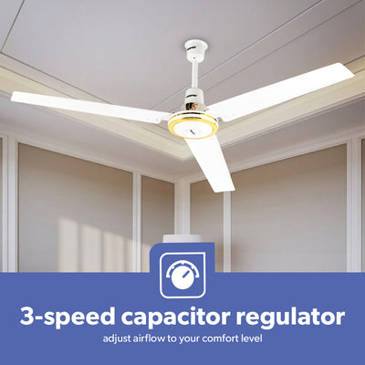 Geepas GF9428 56 Inch Ceiling Fan | 3 Speed Control| Rust Resistant Blades| Energy Efficient Motor| High Air Delivery for Maximum Cooling| Perfect for Home & Office Use