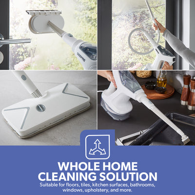 Geepas GSC19044UK Multifunction Handheld and Floor Steam Cleaner with 295ml Water Tank | Digital Touch Control Panel | High Power Steam Output and Docking Station