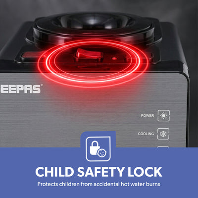 Geepas GWD17044 Tabletop Water Dispenser|Hot, Cold & Normal Water |3-Tap Design| Child Safety Lock|SUS304 Stainless Steel Tank & Dry Heating Protection for Home & Office