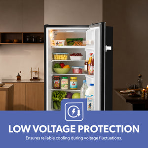 Geepas GRF1212BXE 120L Single Door Mini Defrost Refrigerator| 92L Net Capacity |Quick Cooling Technology | Low Noise Operation | Low Voltage Protection |1-Year r Warranty