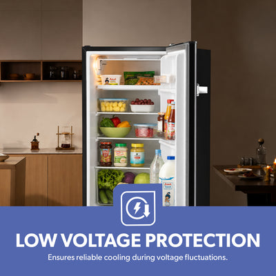 Geepas GRF1212BXE 120L Single Door Mini Defrost Refrigerator| 92L Net Capacity |Quick Cooling Technology | Low Noise Operation | Low Voltage Protection |1-Year r Warranty