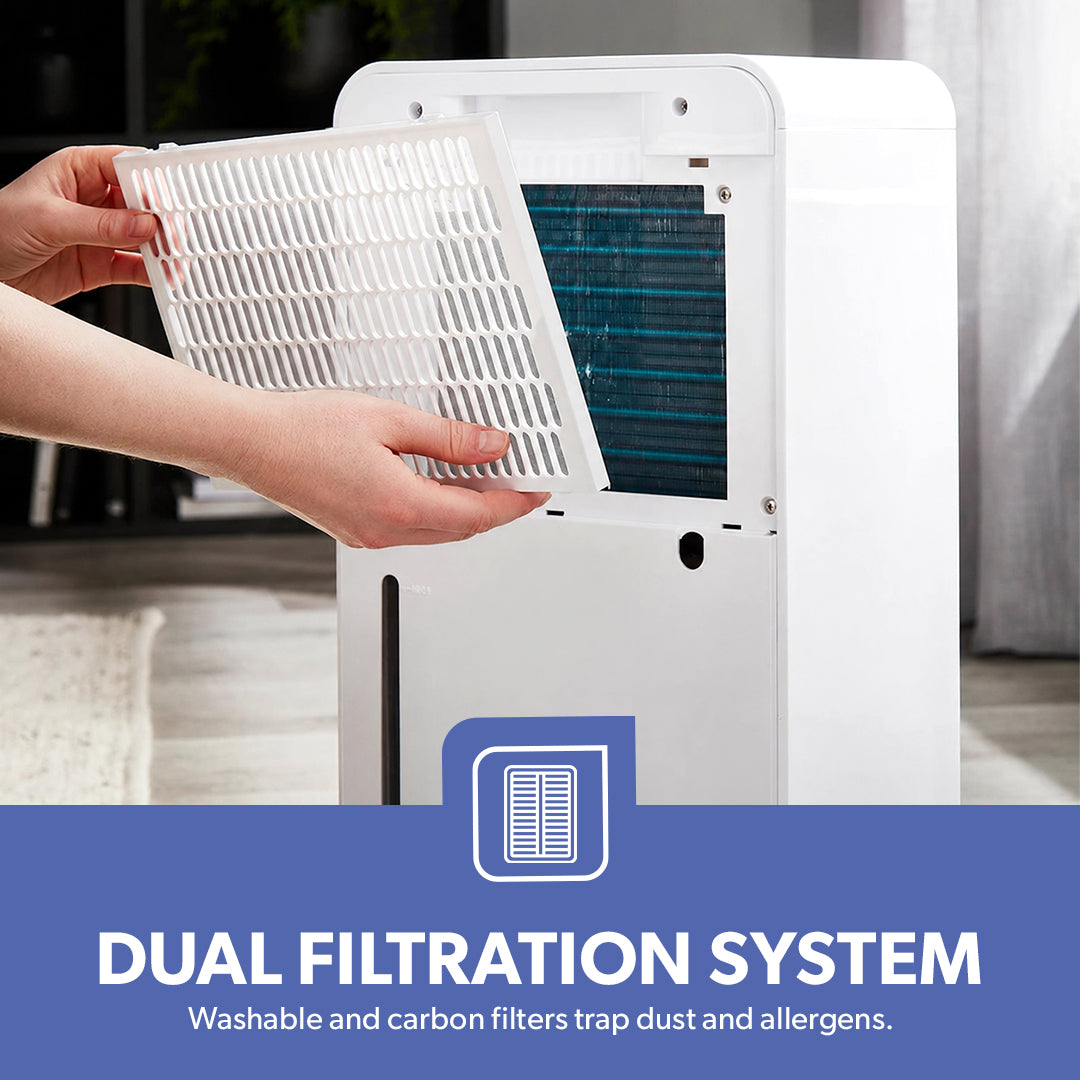 Geepas GDH21217UK 12L Dehumidifier with Touch Control Panel | Child Lock Safety | Humidity Indicator Light | Portable Design with Wheels for Home, Office & Bedroom Use