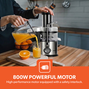 Geepas Digital Juice Extractor- GJE46023| 1.0 liter Jug| 2.0 Pomace Container| 800 W  | 5 Speed Setting| Touch Control | Stainless Steel Housing| 2 Years Warranty