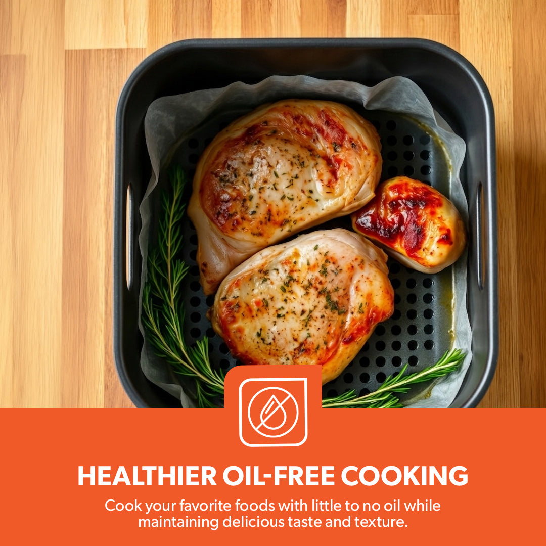Geepas GAF37526 Smart Cyclonic Air Fryer Grill 6.5L with 12 Preset Cooking Modes | Digital Touch Screen  | Vortex Air Technology and Powerful 1800W Performance