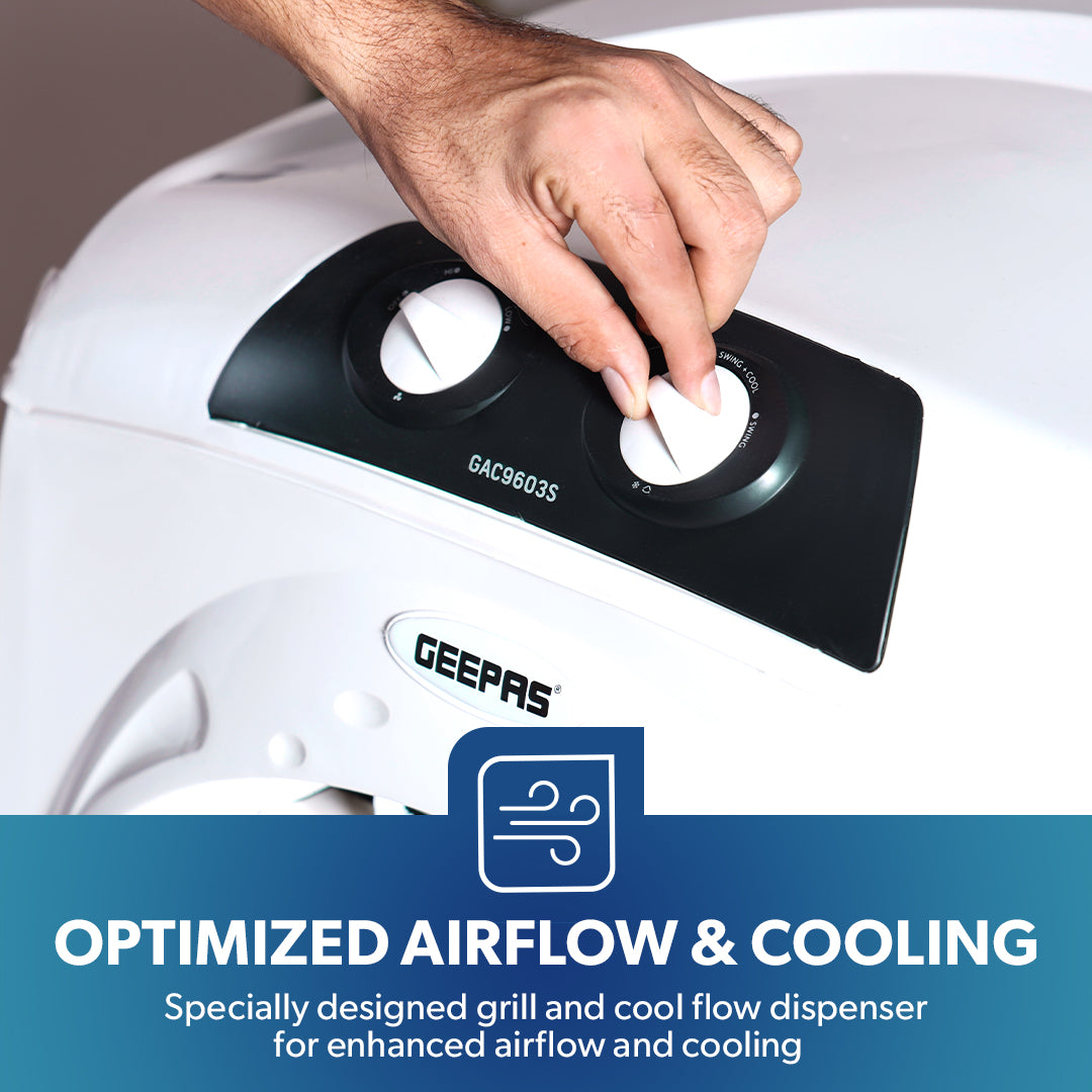 Geepas GAC9603 Air Cooler | 45L Large Capacity with Powerful Airflow | Efficient Honeycomb Cooling Pads| Adjustable Speed |  Water Level Indicator| 2 Years Warranty
