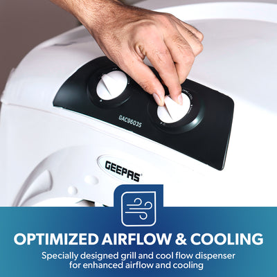 Geepas GAC9603 Air Cooler | 45L Large Capacity with Powerful Airflow | Efficient Honeycomb Cooling Pads| Adjustable Speed |  Water Level Indicator| 2 Years Warranty