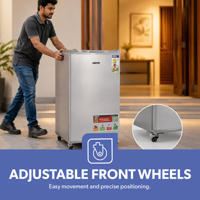 Geepas GRF119SPE 110L Single Door Defrost Refrigerator |92L Net Capacity |Quick Cooling technology |single door design | Mechanical temperature control |R600a refrigerant