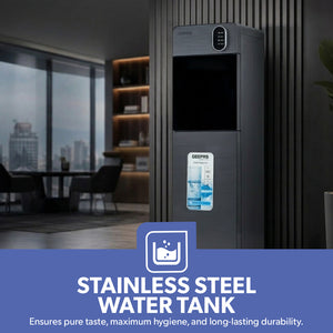 Geepas GWD17037 Bottom Loading Water Dispenser | Hot, Cold & Normal Water Options| Stainless Steel Water Tank| Fast Cooling Compressor System | 3 Tap Convenient Design