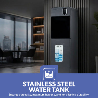 Geepas GWD17037 Bottom Loading Water Dispenser | Hot, Cold & Normal Water Options| Stainless Steel Water Tank| Fast Cooling Compressor System | 3 Tap Convenient Design