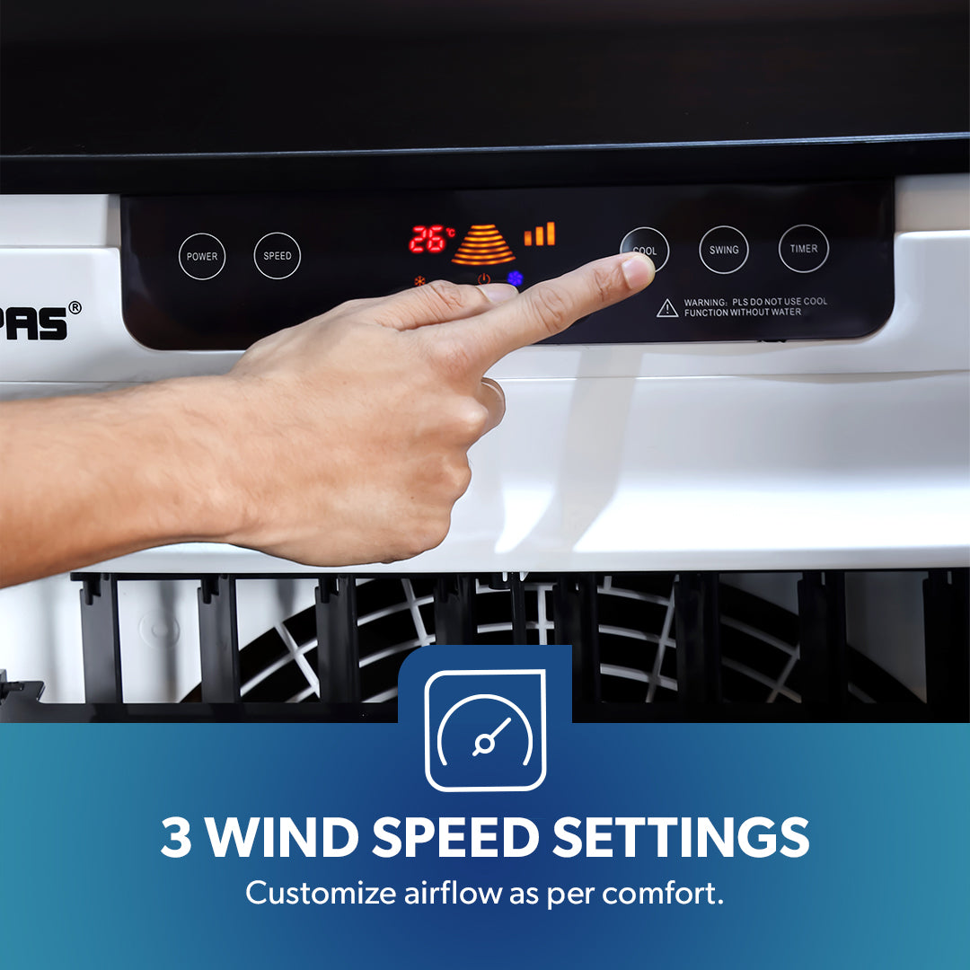 Geepas GAC9495 Digital Air Cooler | 45L Large Water Tank |  3 Adjustable Wind Speeds|  Powerful 4500m³/h Airflow |  Energy Efficient Cooling System |  2 Years Warranty
