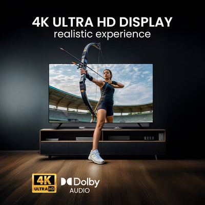Geepas GLED6565GTQLD 65” 4K Ultra HD QLED Smart TV with Google TV | Dolby Audio & HDR | Built-in Chromecast | 3 HDMI, 2 USB, DVB-T2/S2, Voice Remote & Wall Mount