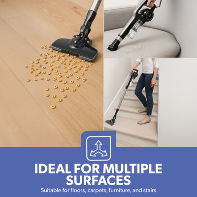 Geepas GVC2596N Stick & Handheld Vacuum Cleaner | 600W with HEPA Filter | 0.9L Dust Capacity | Lightweight & Easy to Use Design | Powerful Suction for Home Cleaning