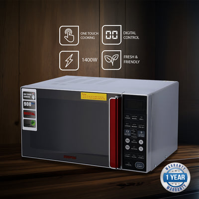 Geepas Digital Microwave Oven GMO1876 | 27L Capacity| 1400W Powerful Performance| Touch Control Panel| Multi-Cooking Functions| Defrost & Reheat Options| 1 Year Warranty