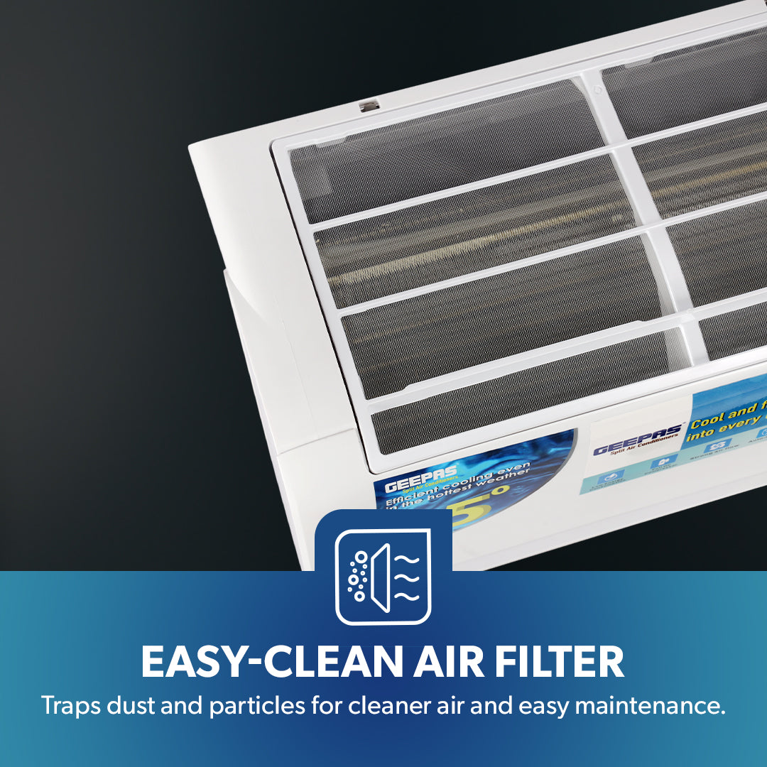 Geepas GACS1828RCA 1.5 Ton Split Type Air Conditioner | Full DC Inverter Compressor | 17400BTU Fast Cooling AC | 4D Air Flow | Self Cleaning & Golden Fin Protection