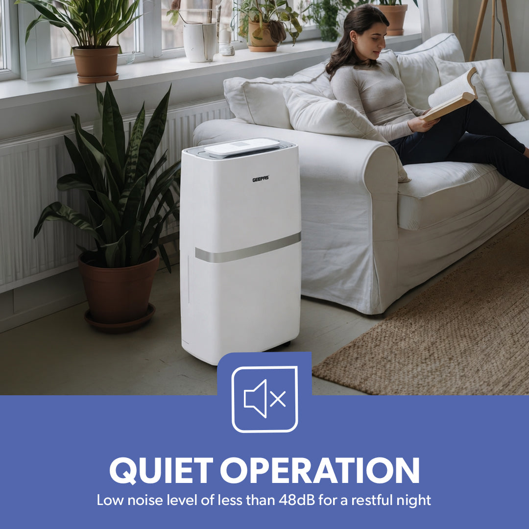Geepas GDH21218UK 20L Dehumidifier with Touch Control Panel | Child Lock Safety | Humidity Indicator Light | Portable Moisture Control Unit for Home, Office & Basement