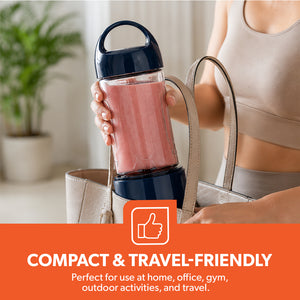 Geepas GSB44058 Rechargeable Portable Blender | 420ml USB Smoothie Blender c Powerful 150W Motor | Digital Battery Display  | USB Type-C Charging | One-Touch Operation