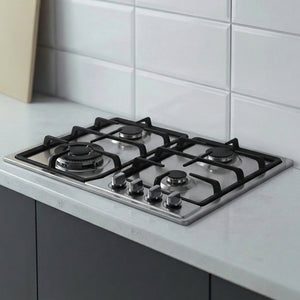 Geepas GGC31051FFD Built-in Stainless Steel Gas Hob | 4 High-Performance Burners | Auto Ignition System | Flame Failure Safety  | Durable Design | 2 Years Warranty