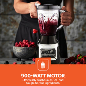 Geepas GSB44115UK Professional Blender 900W with 1.5L Capacity Jar |  Stainless Steel Blades |  Electronic Program Control |  Smoothie Function & Variable Speed Control