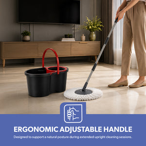 Royalford Elegant Spin Easy Mop | 360° Rotating Microfiber Mop Head| 16L Large Bucket Capacity| Hands-Free Wringing & Splash-Free Cleaning for Professional Home Use