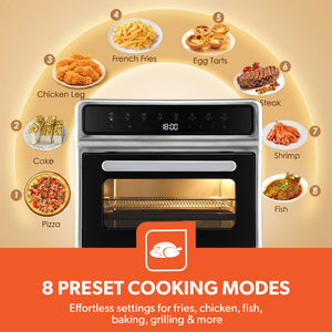 Geepas 25L Digital Air Fryer Oven GAFO37549 | Vortex Rapid Air Technology | 8 Preset Cooking Modes| Adjustable 40–200°C Temperature and 1800W High Cooking Performance