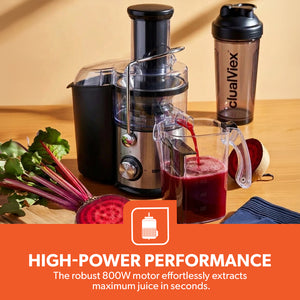 Geepas Juice Extractor GJE5437 | 800W | Wide Feed Tube for Whole Fruits & Vegetables| 2.2L Pulp Container| Stainless Steel Body| Multi-Safety Protection| 2 Years Warranty