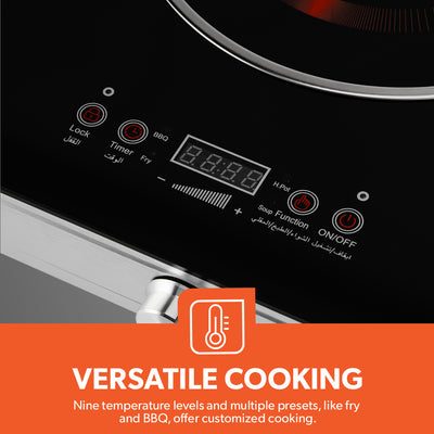 Geepas Digital Infrared Cooker GIC6131 |3600W Double Cooking Hob | Dual Ceramic Plates| Touch & Knob Control| Digital Display| Timer| Safety Protection|  2 Years Warranty