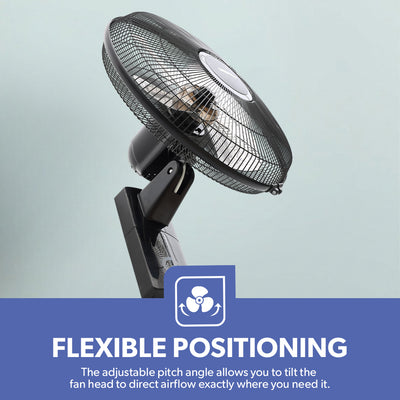 Geepas GF9483 16 Inch Wall Fan | Powerful Copper Motor with 3 Speed Control | 5 Durable AS Blades | Wide Angle Oscillation | Overheat Protection |  2 Years Warranty