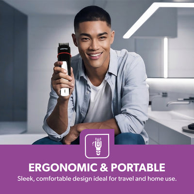 Geepas GTR8128 7-in-1 Grooming Kit with Precision Trimmer | USB & Type-C Charging | 600mAh Li-ion Battery | Multi-Function Beard Hair Trimmer for Men Grooming Use