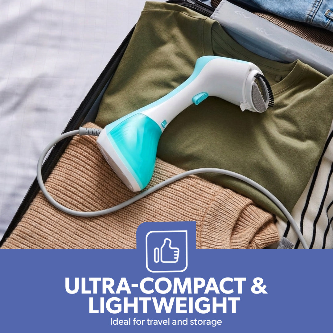 Geepas GGS25043-GN Handheld Garment Steamer | 1300W with Fast Heat-Up| Continuous Steam 25g/min| 260ml Detachable Tank| Vertical Ironing| Compact Design & 2 Year Warranty