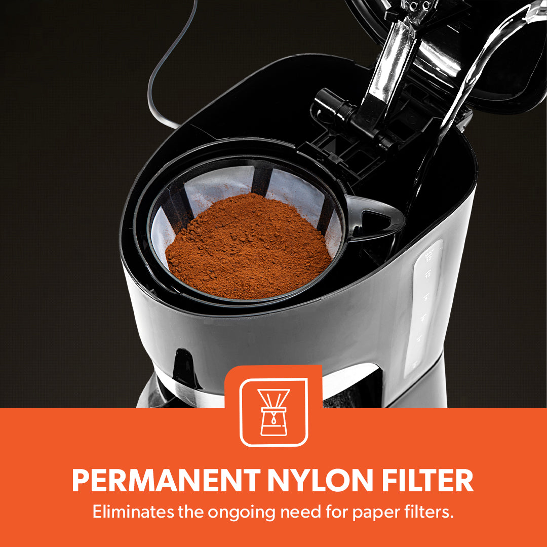 Geepas GCM6103 Coffee Maker | 1.5L Capacity| High-Temperature Glass Carafe| Permanent Nylon Filter| Transparent Water Gauge| Non-Stick Warming Plate| 1000W Power