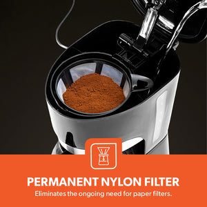Geepas GCM6103 Coffee Maker | 1.5L Capacity| High-Temperature Glass Carafe| Permanent Nylon Filter| Transparent Water Gauge| Non-Stick Warming Plate| 1000W Power