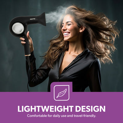 Geepas GH8645 1800W Hair Dryer | DC Motor| 3 Speed Settings| Cool Shot Function| Detachable Concentrator Nozzle| Professional Hair Drying & Styling | 2 Years Warranty