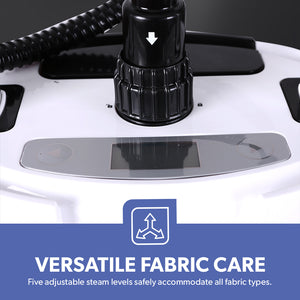 Geepas GGS25030 Multifunction Garment Steamer | 1.6L Water Tank| LCD Display| 5 Steam Levels| Stainless Steel Nozzle| Double Heating| 2180W Power| 2-in-1 Steamer & Iron