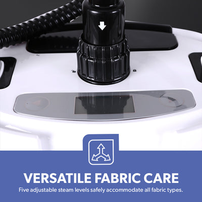 Geepas GGS25030 Multifunction Garment Steamer | 1.6L Water Tank| LCD Display| 5 Steam Levels| Stainless Steel Nozzle| Double Heating| 2180W Power| 2-in-1 Steamer & Iron