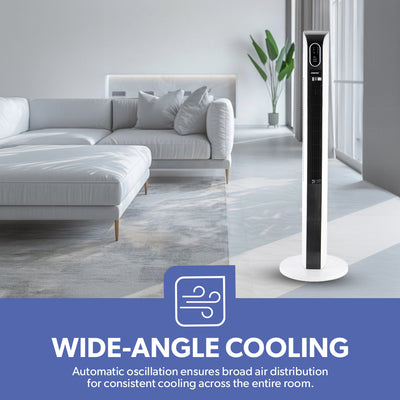 Geepas GF21167 Digital Tower Fan | 3 Wind Modes & 3 Speed Settings | Remote Control | 10-Hour Timer | LED Display | Powerful Airflow |  Safe Operation| 2 Years Warranty