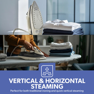 Geepas GSI24013UK Ceramic Steam Iron 2200W with Ceramic Soleplate | Variable Steam Control  |  Vertical Steam Function |  320ml Water Tank and Wet & Dry Ironing
