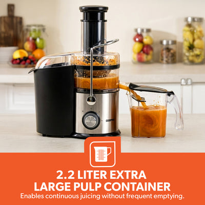 Geepas Digital Juice Extractor- GJE46023| 1.0 liter Jug| 2.0 Pomace Container| 800 W  | 5 Speed Setting| Touch Control | Stainless Steel Housing| 2 Years Warranty