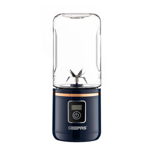 Geepas GSB44058 Rechargeable Portable Blender | 420ml USB Smoothie Blender c Powerful 150W Motor | Digital Battery Display  | USB Type-C Charging | One-Touch Operation